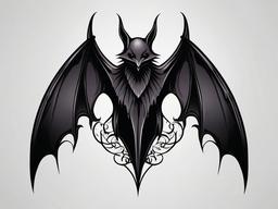 Goth Bat Tattoo-Dark and edgy representation of a bat in a gothic tattoo design.  simple color tattoo,white background