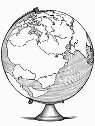 Earth Coloring Pages - Globe showing continents and oceans  simple coloring pages