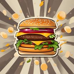 Burger clipart - gourmet burger stacked with toppings  