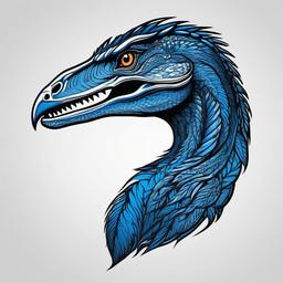 Blue Velociraptor Tattoo - Highlight the fierce and intelligent Blue Velociraptor with a detailed tattoo.  simple vector color tattoo,minimal,white background