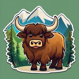 Yak cartoon - shaggy mountain animal  cartoon sticker style