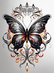 fire butterfly tattoo meaning  simple color tattoo,white background