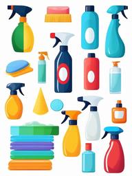 Cleaning products like spray and soap clipart.  vector style illustration, white background