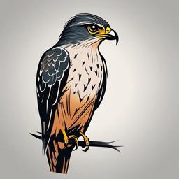 sparrow hawk tattoo  minimalist color tattoo, vector