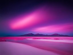 las coloradas - create a surreal night painting of las coloradas, where the salt flats turn vibrant shades of pink and purple under the moonlight. 