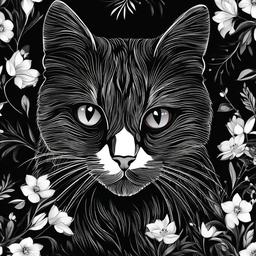 Cat Background Wallpaper - white cat black background  