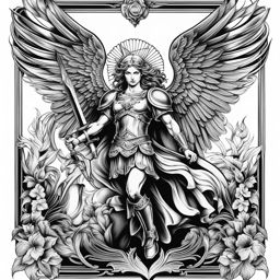 st michael tattoo black and white design 