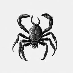 drawing of a scorpion with a playful expression  minimal rough sketch scribbles,doodles,black and white