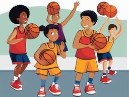 Basketball clipart - basketball practice session  