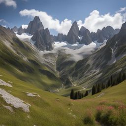 untouched aiguilles rouges - sketch the untouched landscapes of aiguilles rouges nature reserve, with rugged peaks and alpine meadows. 