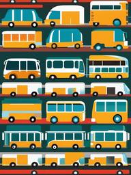 Bus clipart - bus in a park-and-ride parking lot  color,minimalist,vector clipart