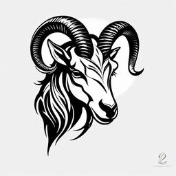 Capricorn Goat Tattoo - A zodiac-inspired tattoo featuring a goat for Capricorn individuals.  simple color tattoo design,white background