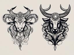 taurus virgo tattoo  simple vector color tattoo