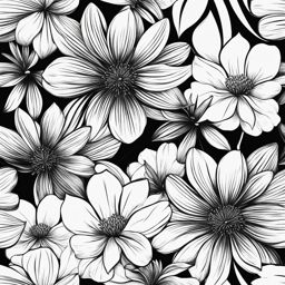 flower clipart black and white - a bloom with delicate petals. 