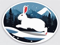 Snowy rabbit sticker- Hopping through the snow, , sticker vector art, minimalist design