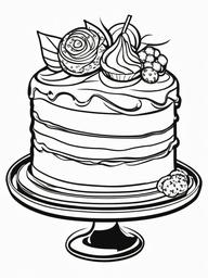 Cake Coloring Pages - Sponge cake decorated with edible glitter  simple coloring pages