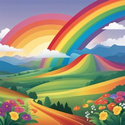 rainbow clipart,arching across a valley after a gentle rain 