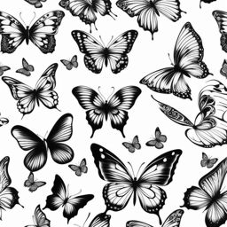Butterfly pattern tattoo,Unique tattoo patterns featuring butterflies. tattoo design, white background