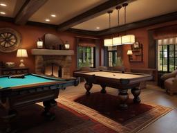 Tuscan gamer room showcases warm earth tones, wooden furniture, and rustic accents that evoke the charm of an Italian villa while gaming.  