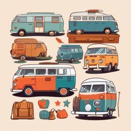 Camper Van Clipart - A cozy camper van for road trips.  transport, color vector clipart, minimal style