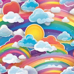 Rainbow Cloud sticker- Colorful Sky Whimsy, , color sticker vector art