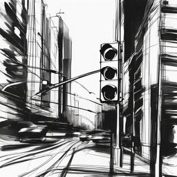 sketch of traffic light  minimal rough sketch scribbles,doodles,black and white