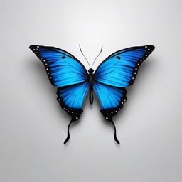 3d blue butterfly tattoo  simple color tattoo,white background,minimal