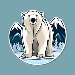 Polar Bear Sticker - A polar bear standing on an icy landscape. ,vector color sticker art,minimal
