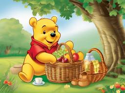 Winnie The Pooh clipart - Pooh with a picnic basket  vector clipart