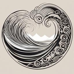 Polynesian Tattoo Wave - Incorporates wave motifs into Polynesian tattoo styles, representing cultural heritage and ocean symbolism.  simple tattoo design