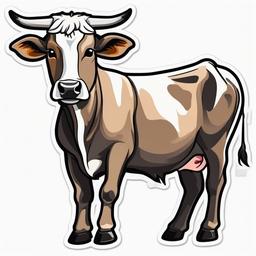 Zebu cartoon - humped cattle breed adapted to hot climates  cartoon sticker style