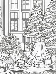 Christmas Coloring  outling,coloring pages,black and whit