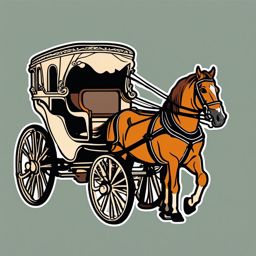 Horse-Drawn Carriage Ride Sticker - Vintage elegance, ,vector color sticker art,minimal