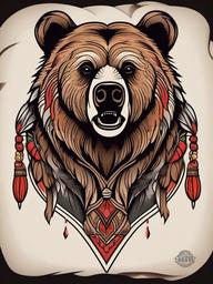 traditional grizzly bear tattoo  simple vector color tattoo