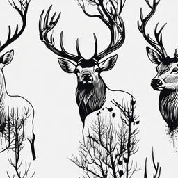 elk hunting tattoos  simple color tattoo,minimal,white background