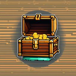 Pixel art treasure chest sticker- Retro gaming loot, , sticker vector art, minimalist design