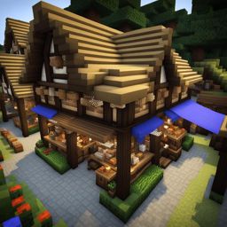 village marketplace with timber-framed shops and stalls - minecraft house design ideas minecraft block style