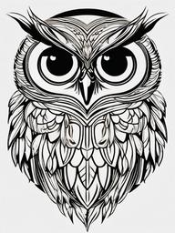 Athena Owl Tattoo - Incorporate the wise owl, a symbol associated with Athena, into your tattoo design, representing wisdom and knowledge.  simple color tattoo design,white background