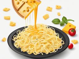 Grated cheese being sprinkled on pasta clipart.  vector style illustration, white background