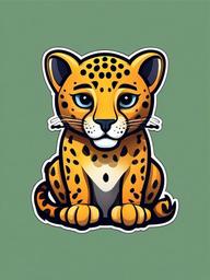 Jaguar cartoon - powerful jungle cat with spots  cartoon sticker style