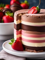 neapolitan ice cream featuring layers of chocolate, vanilla, and strawberry. 