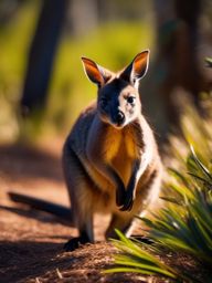 Cute Wallaby Hopping through the Australian Bushland 8k, cinematic, vivid colors