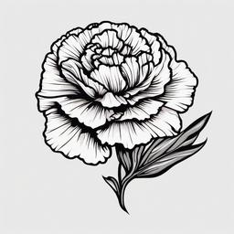 Carnation Tattoo Design,Unique and personalized design in a carnation tattoo, expressing individuality and aesthetic preferences.  simple color tattoo,minimal vector art,white background