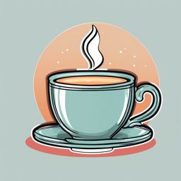 Tea cup sticker, Cozy , sticker vector art, minimalist design