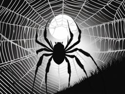 spider clipart: creepy spider weaving an intricate web in the moonlight. 