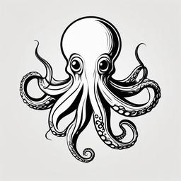 Tiny Octopus Tattoo - Embrace subtlety with a tiny and discreet octopus tattoo design for a delicate appearance.  simple vector color tattoo,minimal,white background