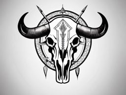 Buffalo skull with arrow ink: Direction and strength combined.  black and white tattoo style