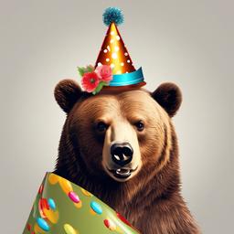 Bear clipart - bear wearing a party hat  