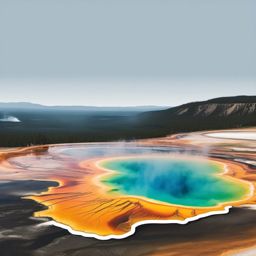 Yellowstone Grand Prismatic Spring sticker- Colorful hot spring in Yellowstone National Park, , sticker vector art, minimalist design