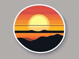 Sunrise Sticker - The sun rising over the horizon, ,vector color sticker art,minimal